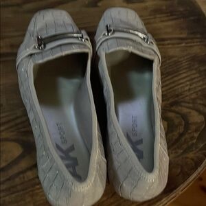 Anne Klein Sport White Flats with Metal Accent
